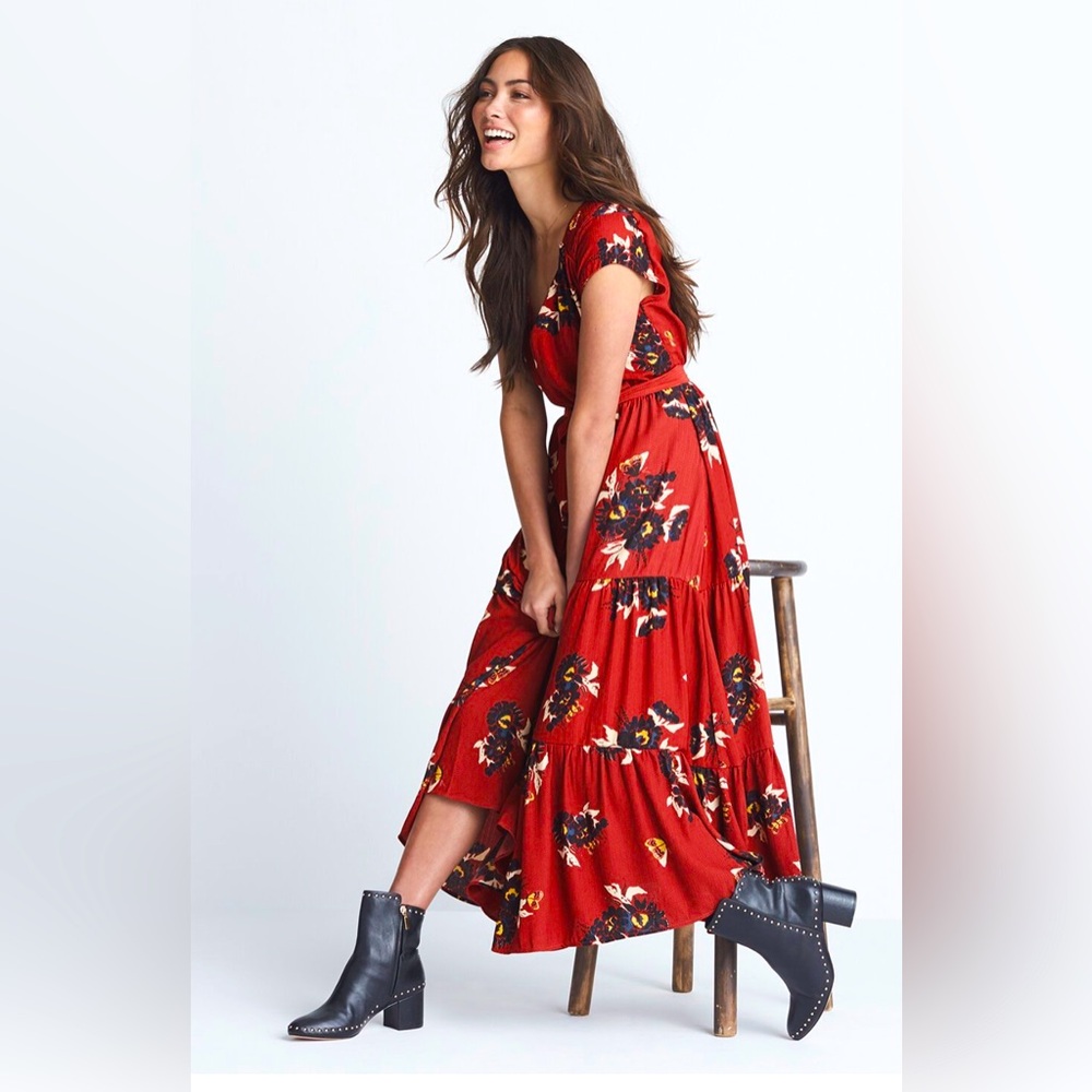 All I Got Printed Maxi Dress In Red Combo